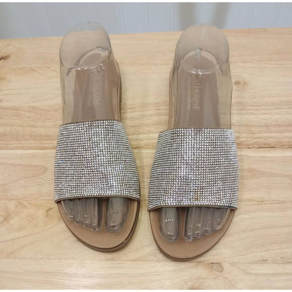 Catherine Malandrino rhinestone slip on v sandals .Size 7.5